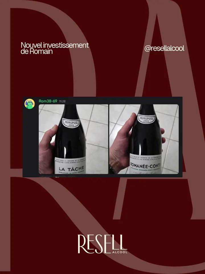Romain montre deux bouteilles de Domaine de la Romanée-Conti