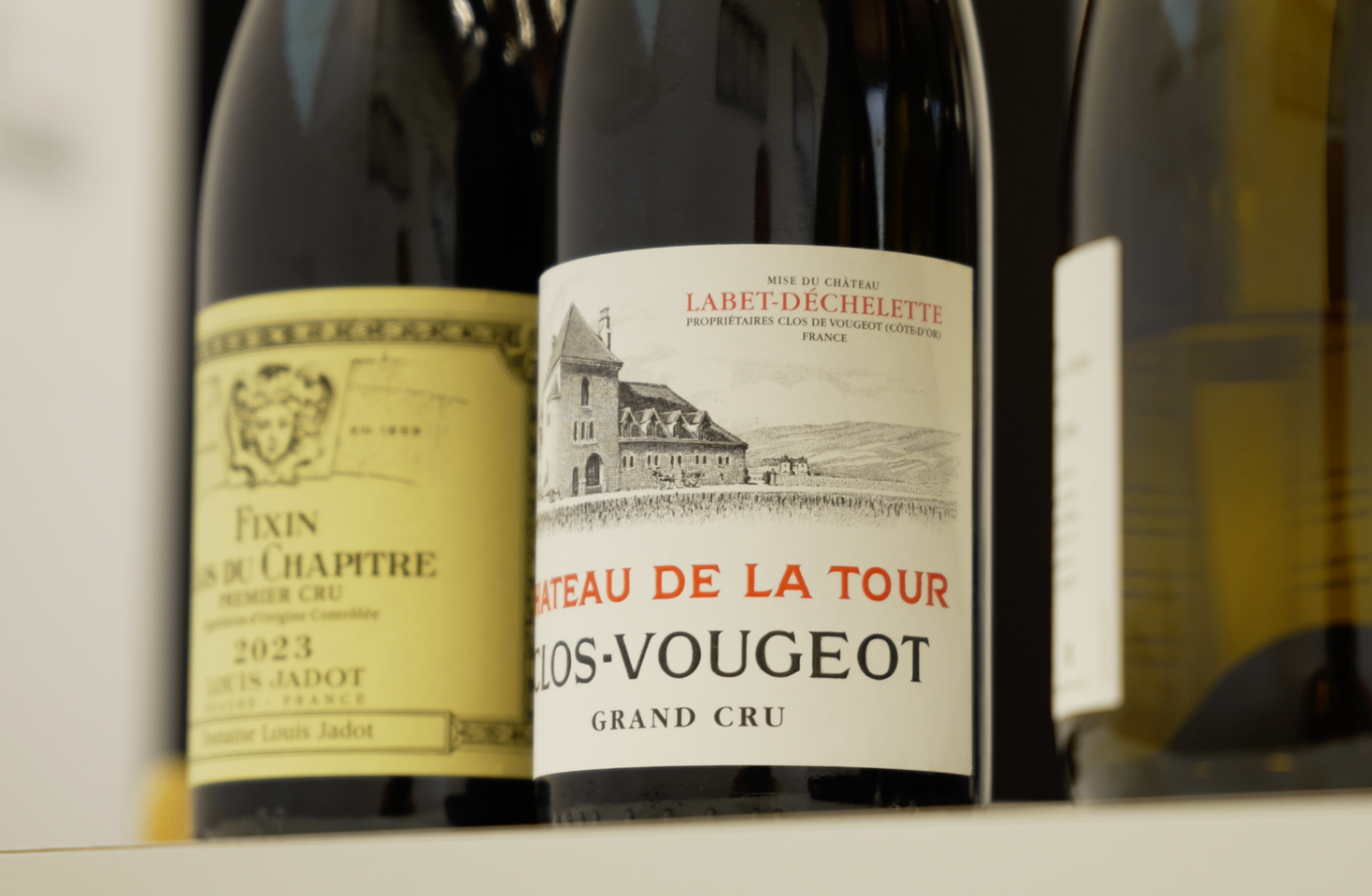 Sélection de bouteilles Clos-Vougeot et Fixin en cave