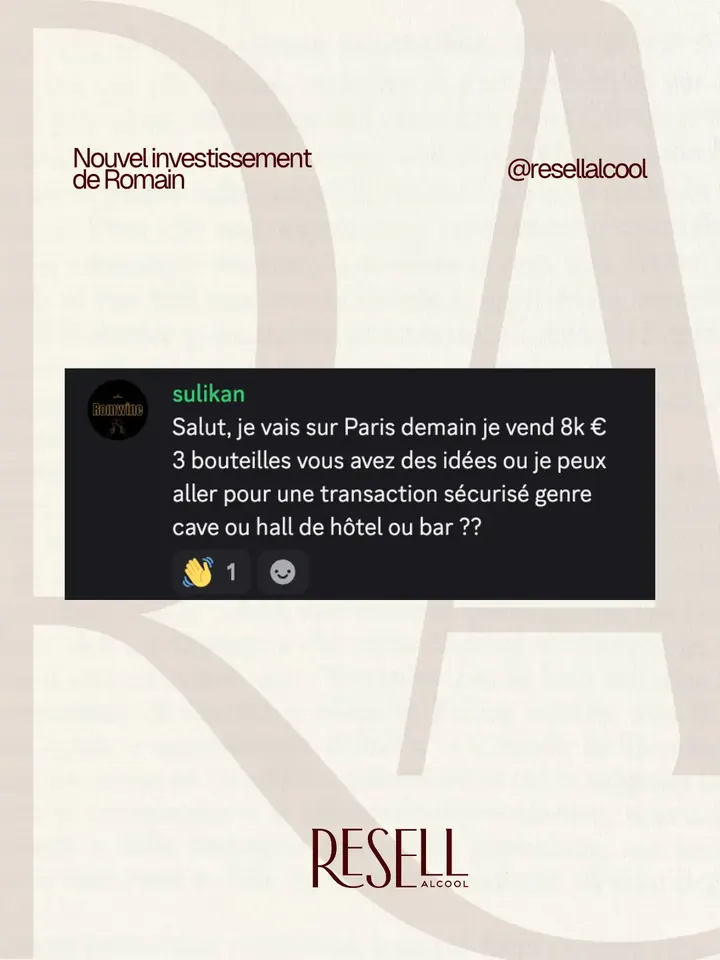 Romain annonce la vente de trois bouteilles pour 8 000 €