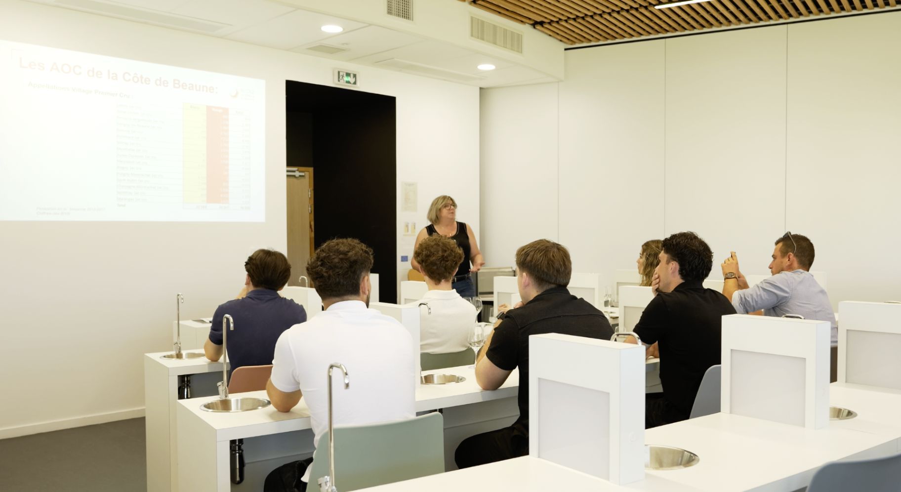 Masterclass vue en angle droit avec l'intervenante face aux membres