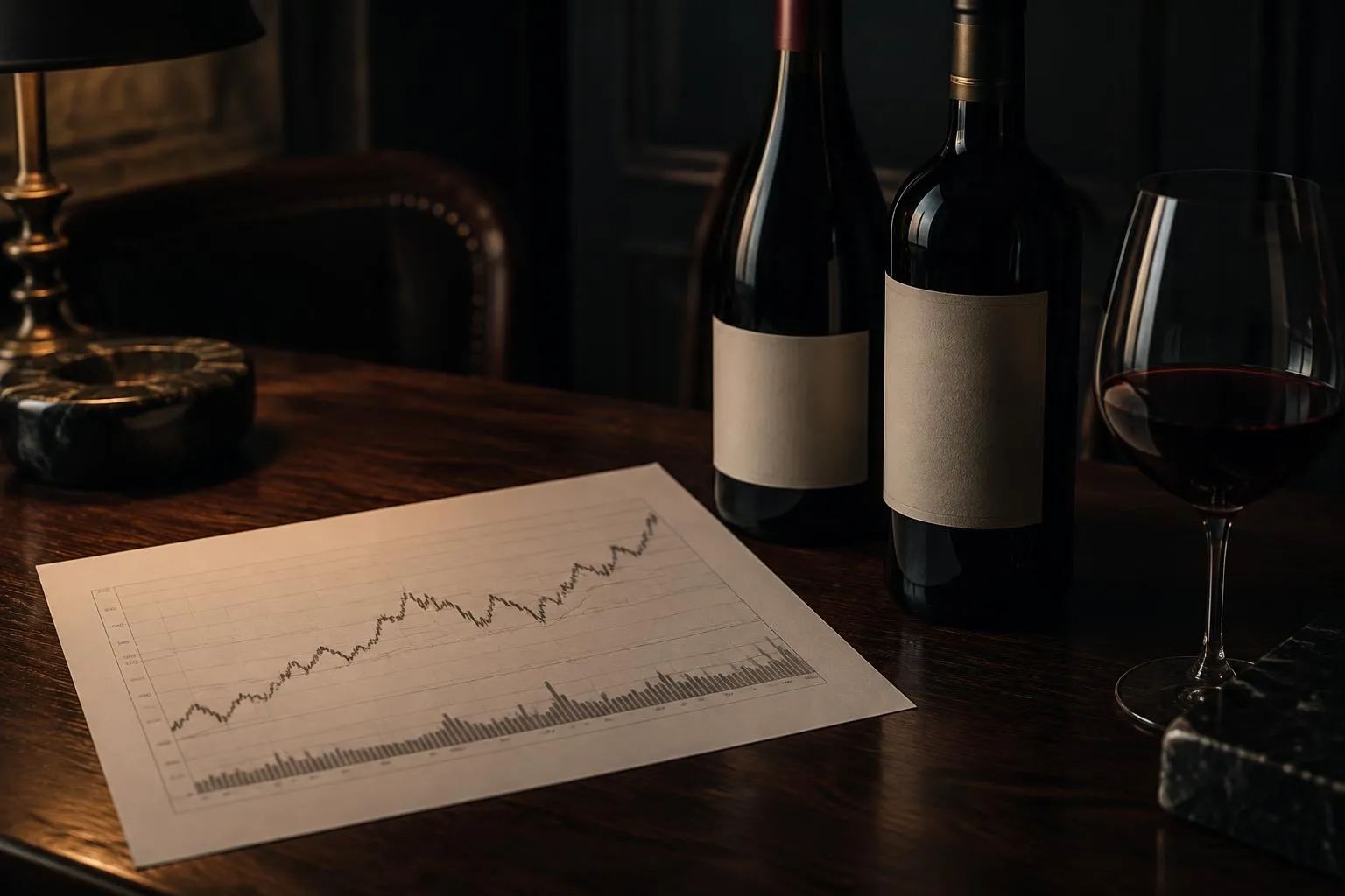 Analyse de la performance du marché des grands crus, rendement d'un investissement en vin